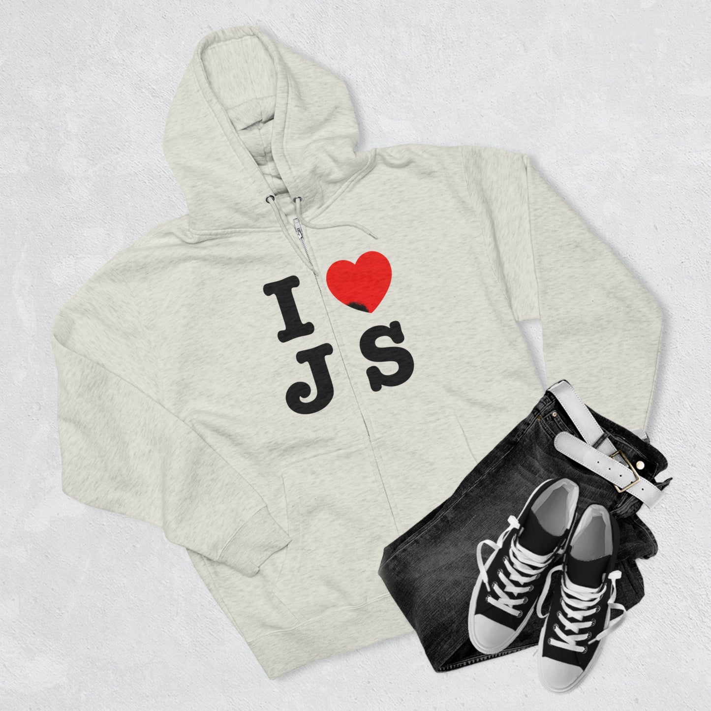 I ❤️ JS Unisex Zip Hoodie