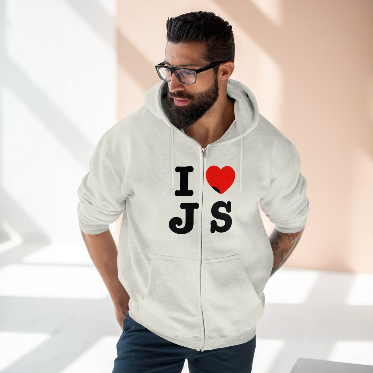 I ❤️ JS Unisex Zip Hoodie